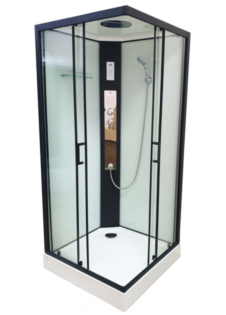 Душовий бокс VERONIS BKN-4-100 100×100×215 см, низький піддон, прозоре скло, чорний профіль, гідромасаж - изображение 2