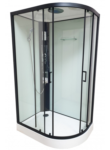 Душовий бокс VERONIS BN-4-120 Black 120×80×215 см, лівий, низький піддон, прозоре скло, гідромасаж - изображение 2