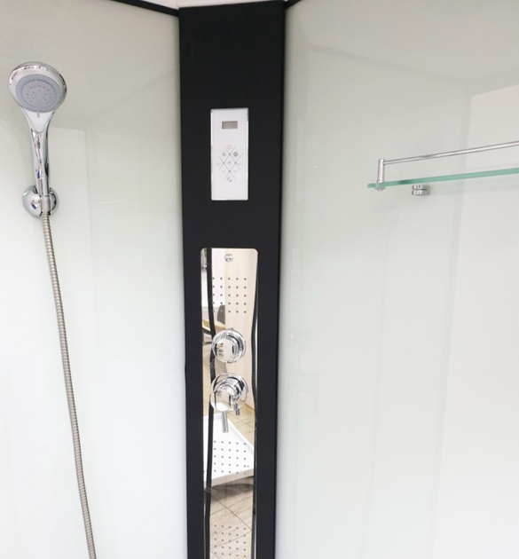 Душовий бокс VERONIS BN-4-120 Black 120×80×215 см, лівий, низький піддон, прозоре скло, гідромасаж - изображение 4