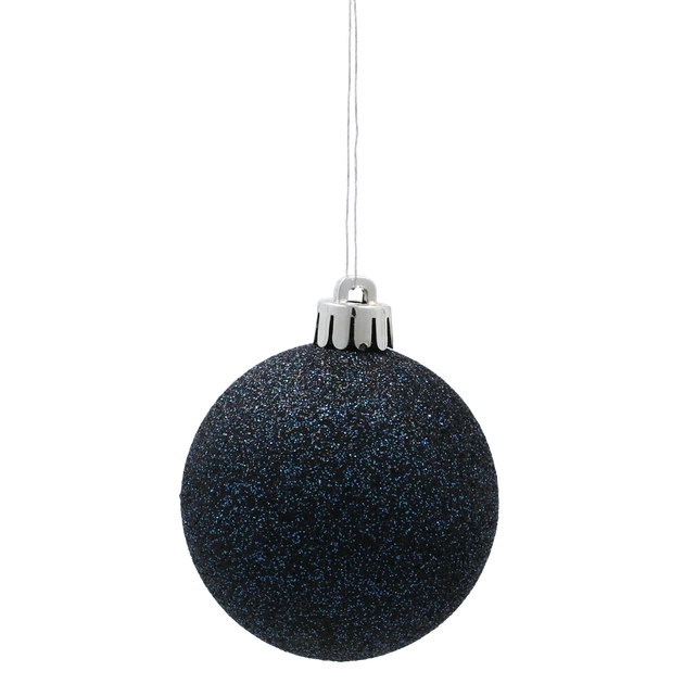 Ялинкові кулі комплект 8шт Ø6 см пластик сині матові рельєфні з глітером - Фото 4 Ялинкові кулі комплект 8шт Ø6 см пластик сині матові рельєфні з глітером - зображення 4