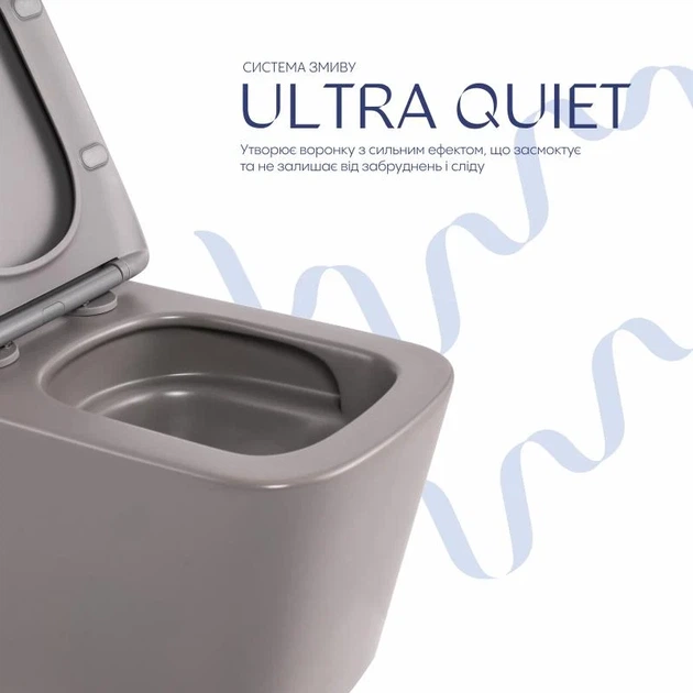 Унитаз подвесной Tern Ultra Quiet 490x365x325 мм Дюропласт Stone Grey - изображение 5
