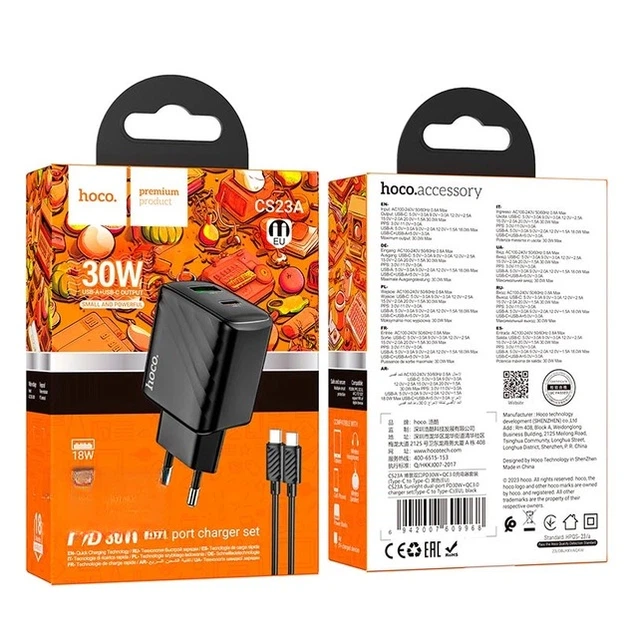Зарядний пристрій Hoco CS23A Sunlight 30 Вт PD + QC 3.0 Type-C to Type-C Чорний (CS23A) - Фото 3 Зарядний пристрій Hoco CS23A Sunlight 30 Вт PD + QC 3.0 Type-C to Type-C Чорний (CS23A) - зображення 3