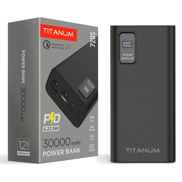 Повербанк TITANUM 728S 30000mAh 22.5W Black - зображення 4