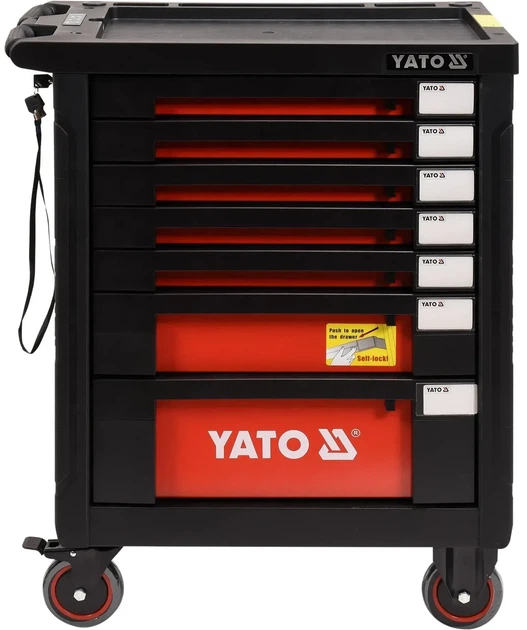 Шкаф-тележка YATO с инструментами 211 предметов 5 лотков 7 ящиков 980 x 770 x 465 мм YT-55290 - изображение 4