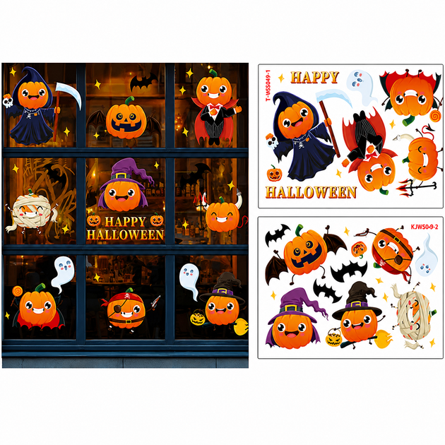 Наклейки На Хелловін Гарбузові Герої Halloween 2 аркуші 27 шт. - Фото 1 Наклейки На Хелловін Гарбузові Герої Halloween 2 аркуші 27 шт. - зображення 1