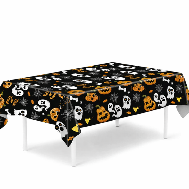 Скатерть Праздничная Фольгированная С Тыквами И Призраками 130x220см Halloween - Фото 2 Скатерть Праздничная Фольгированная С Тыквами И Призраками 130x220см Halloween - изображение 2