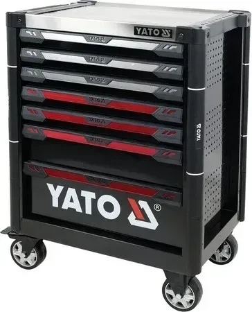 Шкаф-тележка для инструментов YATO с 7 ящиками 977 x 725 x 480 мм 2 ключа 4 колеса с тормозами YT-09032 - Фото 4 Шкаф-тележка для инструментов YATO с 7 ящиками 977 x 725 x 480 мм 2 ключа 4 колеса с тормозами YT-09032 - изображение 4