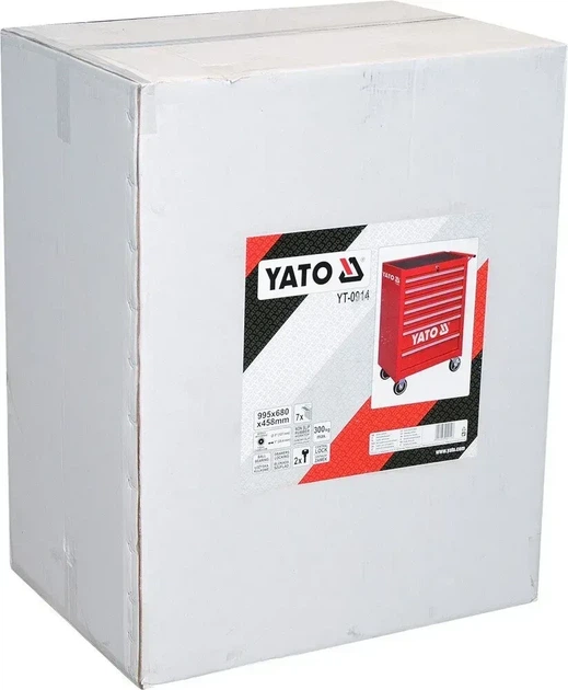 Шкаф-тележка для инструментов YATO с 7 ящиками 995 x 680 x 458 мм YT-0914 - Фото 2 Шкаф-тележка для инструментов YATO с 7 ящиками 995 x 680 x 458 мм YT-0914 - изображение 2