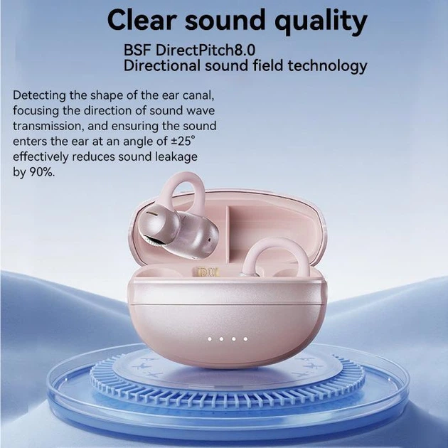 Костные беспроводные наушники-клипсы Langsdom M35 с направленным Hi-Fi звуком, Bluetooth 5.4 и шумоподавлением, для спорта и бега Розовый - изображение 3