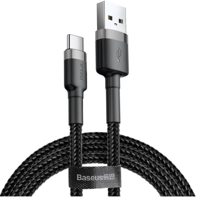 Кабель Baseus cafule Cable USB For Type-C 2A 3m Gray+Black - Фото 1 Кабель Baseus cafule Cable USB For Type-C 2A 3m Gray+Black - зображення 1