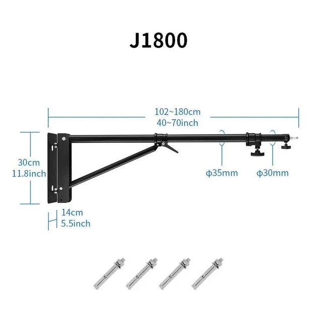 Настенный телескопический держатель пантограф Selens J1800 102–180 см до 5 кг для студийного света и камеры - изображение 2
