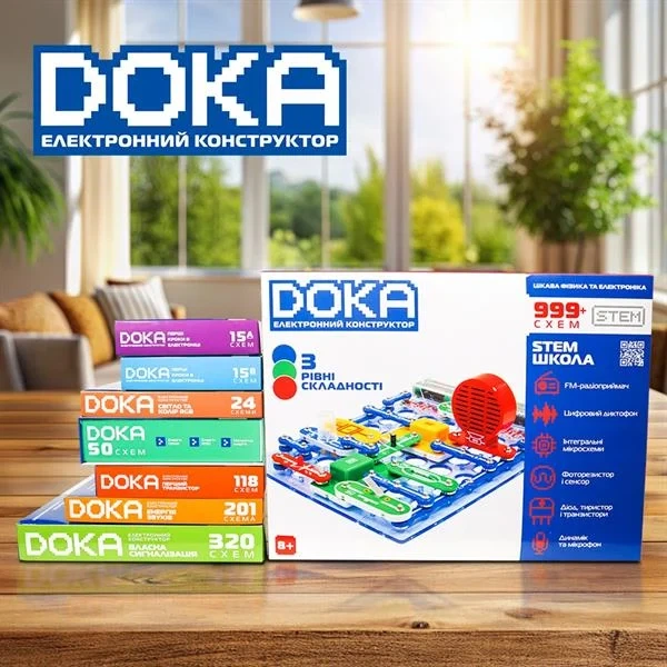 Електронний конструктор Doka Школа 999+ Схем 4 батарейки типу АА Розвиває логічне мислення - зображення 8