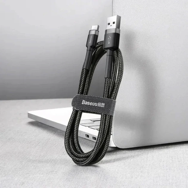 Кабель Baseus Cafule Cable USB For Type-C 3A 0.5m Gray+Black - Фото 8 Кабель Baseus Cafule Cable USB For Type-C 3A 0.5m Gray+Black - зображення 8