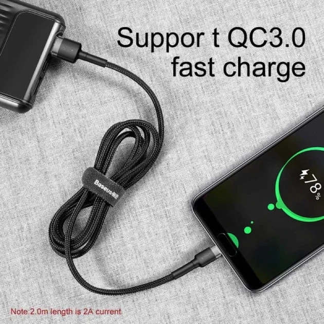Кабель Baseus Cafule Cable USB For Type-C 3A 1m Gray+Black - Фото 8 Кабель Baseus Cafule Cable USB For Type-C 3A 1m Gray+Black - изображение 8