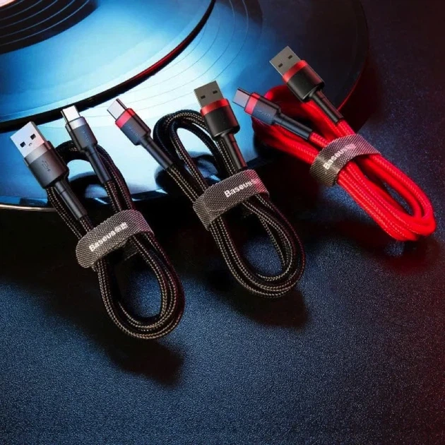 Кабель Baseus Cafule Cable USB For Type-C 3A 0.5m Gray+Black - Фото 9 Кабель Baseus Cafule Cable USB For Type-C 3A 0.5m Gray+Black - зображення 9