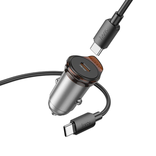 Автомобільний зарядний пристрій HOCO NZ16 Rigorous single port PD30W car charger set(C to C) Metal Grey - Фото 5 Автомобільний зарядний пристрій HOCO NZ16 Rigorous single port PD30W car charger set(C to C) Metal Grey - зображення 5