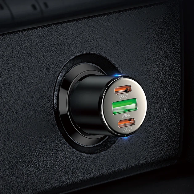 Автомобільний зарядний пристрій HOCO NZ6 PD45W 3-port(2C1A) car charger Black - зображення 8