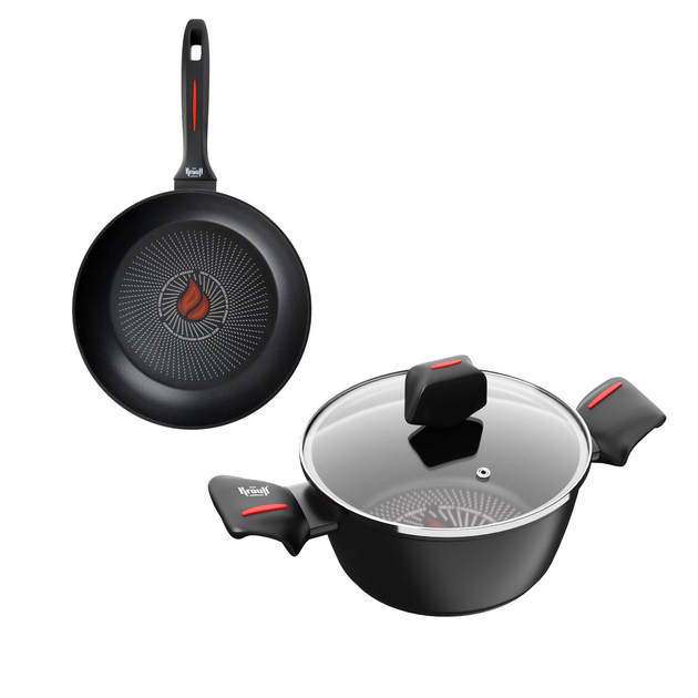 Набір сковорідки з каструлею Smart Fry + ПОДАРУНОК: Універсальна кришка та набір кухонних дощок - Фото 2 Набір сковорідки з каструлею Smart Fry + ПОДАРУНОК: Універсальна кришка та набір кухонних дощок - зображення 2