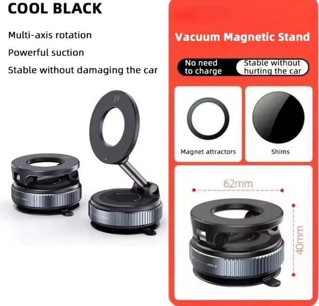 Магнитный держатель для телефона K007 Vacuum Magnetic Stand (с присоской и поворотом 360°) - Фото 2 Магнитный держатель для телефона K007 Vacuum Magnetic Stand (с присоской и поворотом 360°) - изображение 2