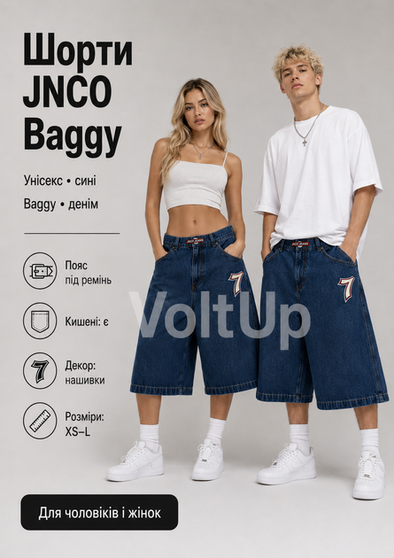 Шорты JNCO Baggy денимовые синие - широкие джинсовые Джинсо на лето, размер S - изображение 2