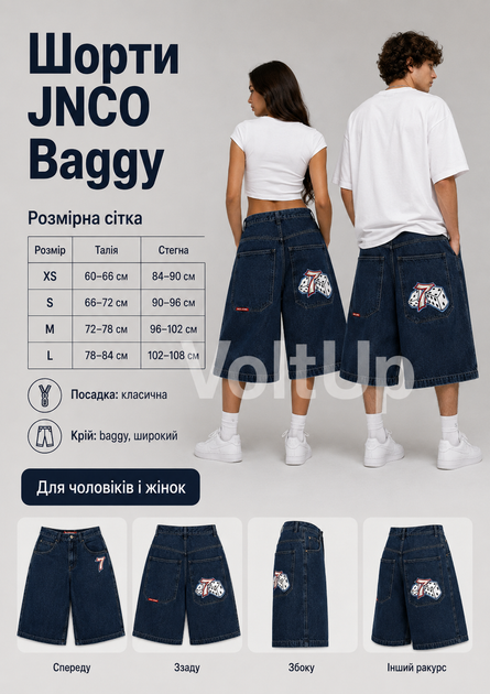Шорты JNCO Baggy денимовые темно-синие - широкие джинсовые Джинсо на лето, размер XS - изображение 3