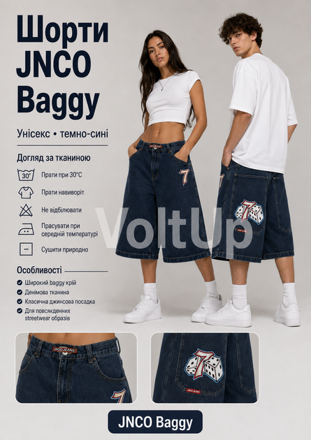 Шорты JNCO Baggy денимовые темно-синие - широкие джинсовые Джинсо на лето, размер XS - изображение 5