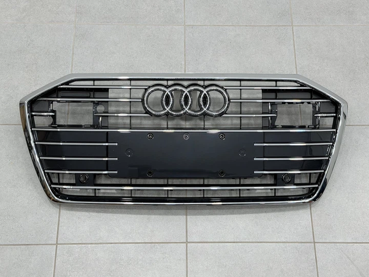 Решетка радиатора ПОД РАДАРЫ Audi A6 C8 2018+ темно-серая с хромом для Audi A6 C8 2018- (8618) - изображение 8