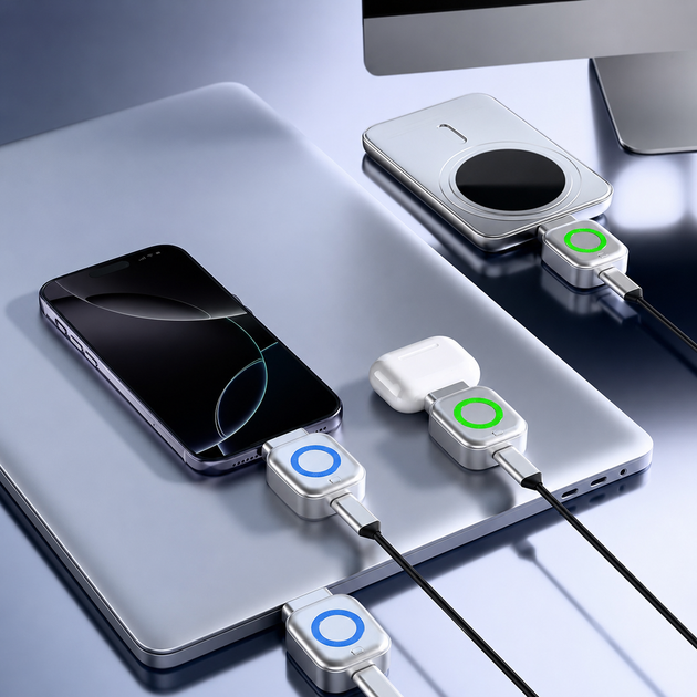 Безпечний адаптер USB-C з автоматичним відключенням після повного заряду до 140 Вт, AI-розпізнавання, швидке заряджання, захист батареї, Plug & Play - изображение 4