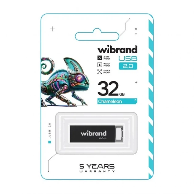 Флеш-пам'ять USB 32GB Wibrand Chameleon USB 2.0 метал чорна - зображення 2
