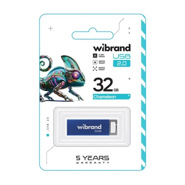 Флеш-память USB 32GB Wibrand Chameleon USB 2.0 металл синий - Фото 2 Флеш-память USB 32GB Wibrand Chameleon USB 2.0 металл синий - изображение 2