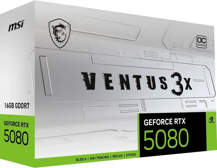 Видеокарта MSI GeForce RTX 5080 VENTUS 3X OC WHITE (RTX 5080 16G VENTUS 3X OC WHITE) - Фото 2 Видеокарта MSI GeForce RTX 5080 VENTUS 3X OC WHITE (RTX 5080 16G VENTUS 3X OC WHITE) - изображение 2