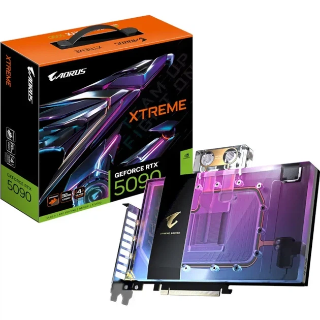 Видеокарта GIGABYTE AORUS GeForce RTX 5090 XTREME WATERFORCE WB 32G (GV-N5090AORUSX WB-32GD) - Фото 1 Видеокарта GIGABYTE AORUS GeForce RTX 5090 XTREME WATERFORCE WB 32G (GV-N5090AORUSX WB-32GD) - изображение 1