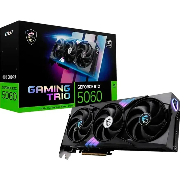 Відеокарта MSI GeForce RTX 5060 GAMING TRIO OC (RTX 5060 8G GAMING TRIO OC) - Фото 1 Відеокарта MSI GeForce RTX 5060 GAMING TRIO OC (RTX 5060 8G GAMING TRIO OC) - зображення 1