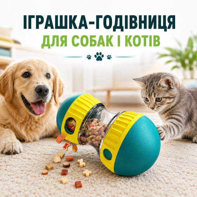 Інтерактивна іграшка годівниця дозатор ласощів для маленьких та середніх собак і кішок регульована годівниця головоломка зелена - Фото 1 Інтерактивна іграшка годівниця дозатор ласощів для маленьких та середніх собак і кішок регульована годівниця головоломка зелена - зображення 1