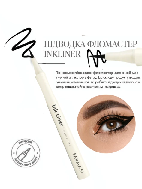 Підводка-фломастер чорна Inkliner, Farmasi 1,2 мл - зображення 2
