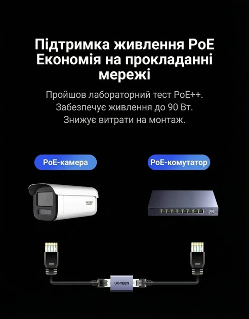 З'єднувач витої пари RJ45 Ugreen 1 Гбіт/с PoE роз'єм-подовжувач Ethernet алюмінієвий Grey (NW325) - Фото 3 З'єднувач витої пари RJ45 Ugreen 1 Гбіт/с PoE роз'єм-подовжувач Ethernet алюмінієвий Grey (NW325) - зображення 3