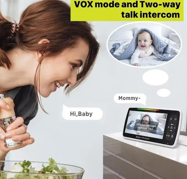 Видеоняня Baby Monitor SM650 с 5-дюймовым монитором, двусторонней связью и ночным видением - изображение 4