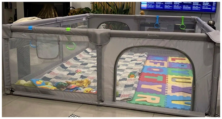 Детский манеж XXL 180x200 см с ручками и 50 шариками для игр Harmony LS-3242 - изображение 10