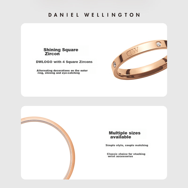Кольцо Daniel Wellington DW222 женское парное со звездами, розовое золото, размер 52 - изображение 6