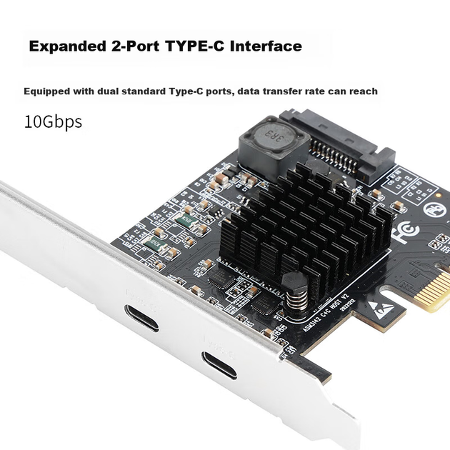 MOGE Type-C Expansion Card PCIe x4 to Dual Type-C Adapter Card 10Gbps Gen2 Plug-and-Play Power-Free MC2121 - изображение 2