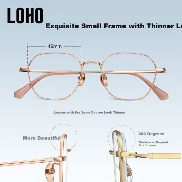 Очки LOHO женские титановые с защитой от синего света, линзы Zeiss - изображение 6