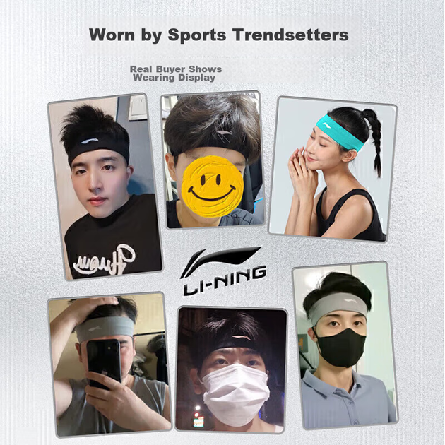 Спортивная повязка на голову Li-Ning для мужчин и женщин, повязка для бега, фитнеса, баскетбола, впитывающая пот, повязка для волос, впитывающая пот, в комплекте 3 повязки. - изображение 6