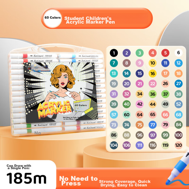 Маркеры Touch Mark акриловые, 60 цветов, флуоресцентные - изображение 7