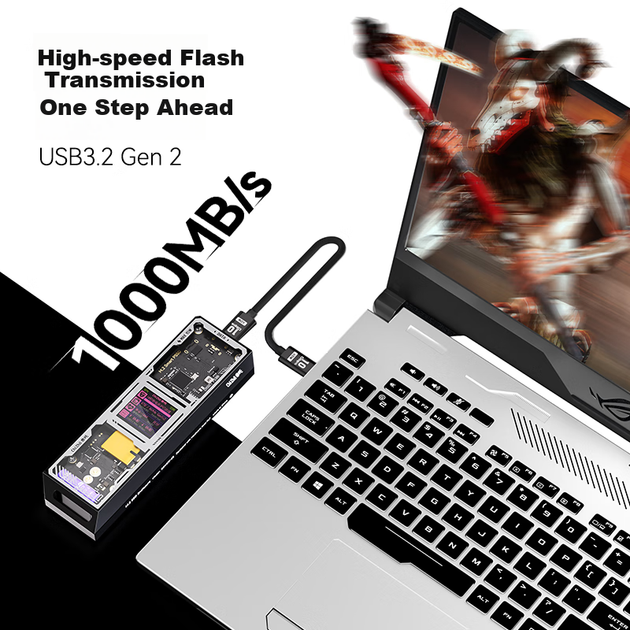 Корпус для SSD DOCKCASE, M.2 NVMe, портативный, с дисплеем - изображение 7