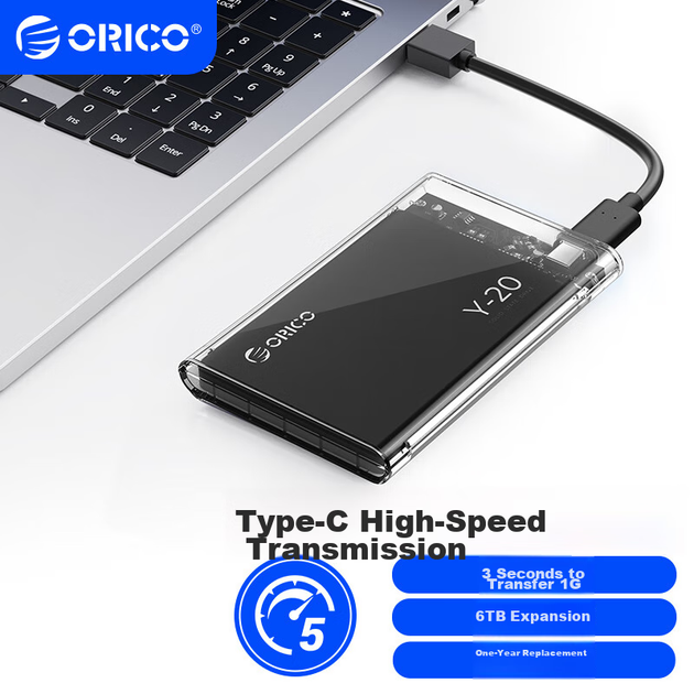 Внешний корпус для жесткого диска ORICO Type-C, 2,5-дюймовый SATA-USB 3.0, для ноутбука, для механических и твердотельных накопителей SSD, полностью прозрачный 2139C3 - изображение 11