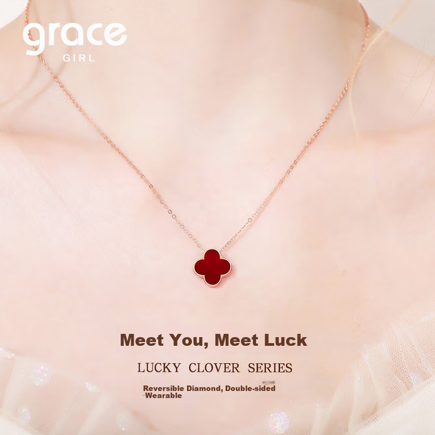 Кольє Grace Girl з двосторонньою чотирилистою конюшиною, ланцюжок на ключицю - зображення 10