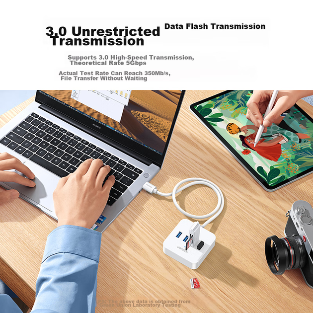 Хаб UGREEN USB 3.0, 4 порти, для ноутбука - зображення 5