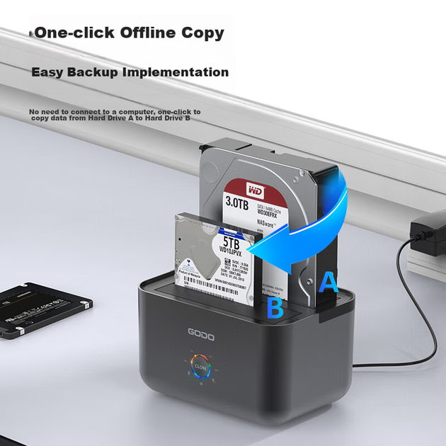 Корпус для жесткого диска GODO 2.5/3.5" USB 3.0 два отсека - изображение 5
