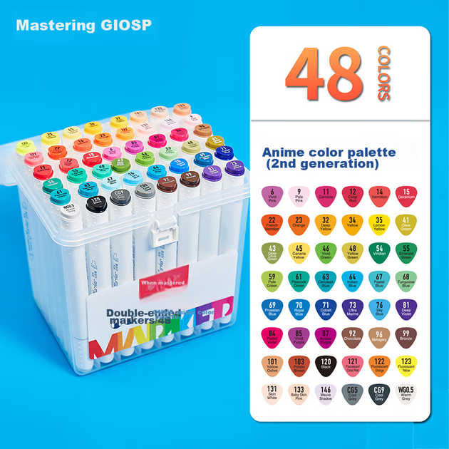Двосторонні спиртові маркери GRASP, 48 кольорів, швидковисихаючі, студентські мальовані трикутні бочки, акварельні ручки на масляній основі, ручки для малювання графіті в стилі аніме, акварельні пензлі для випускного подарунка - Фото 5 Двосторонні спиртові маркери GRASP, 48 кольорів, швидковисихаючі, студентські мальовані трикутні бочки, акварельні ручки на масляній основі, ручки для малювання графіті в стилі аніме, акварельні пензлі для випускного подарунка - изображение 5