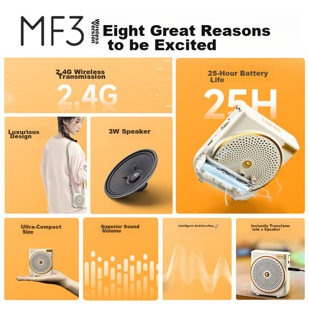 Усилитель EDIFIER MF3 беспроводной портативный, для учителей, черный - изображение 4